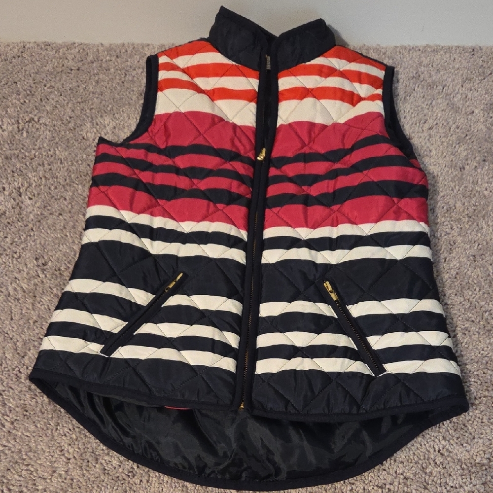 Crown & Ivy Navy and Red Striped Vest